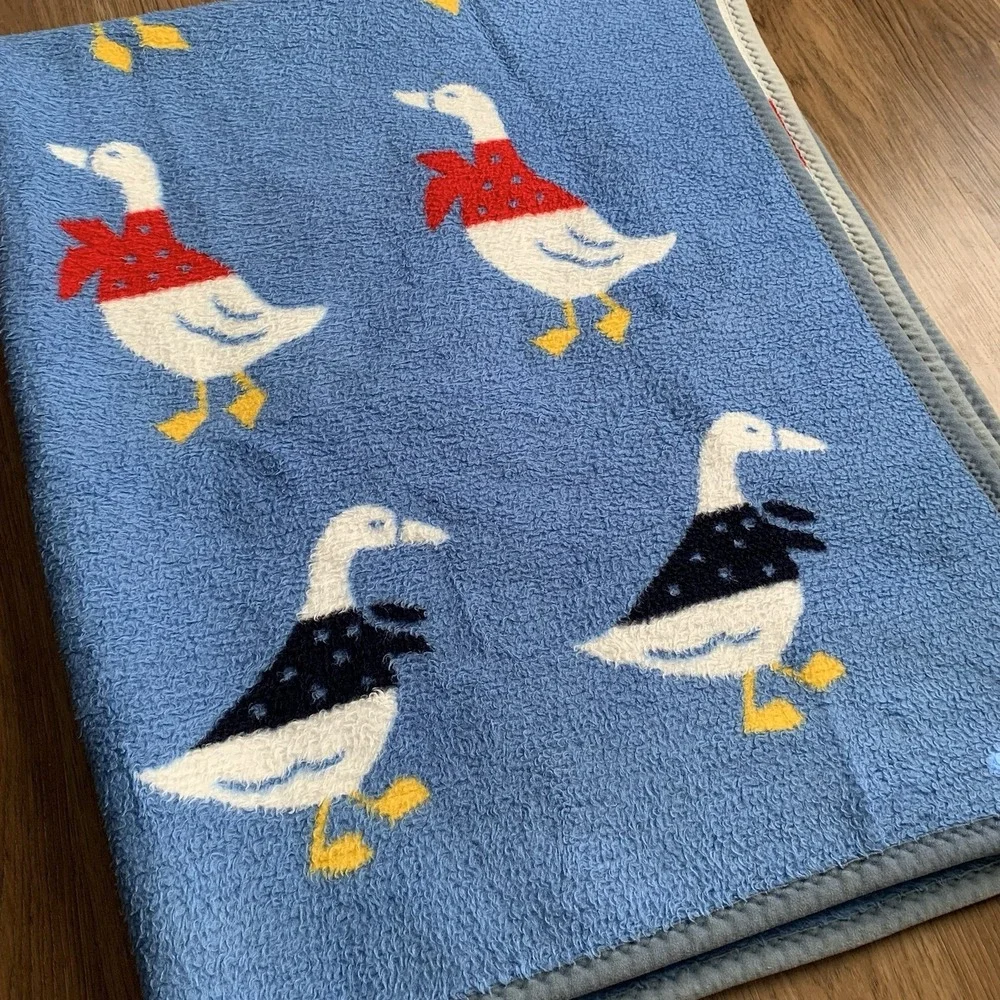 Vintage 80s Crown Crafts Goose Blanket Reversible Kitsch Grandma Cottagecore